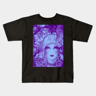 LAVENDER PURPLE ART DECO FLAPPER, COLLAGE POSTER PRINT Kids T-Shirt